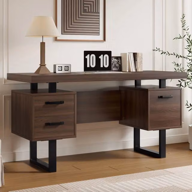 Scrivania - Xylo - 135??54??75 cm - Cassetto Silenzioso Legno/Acciaio