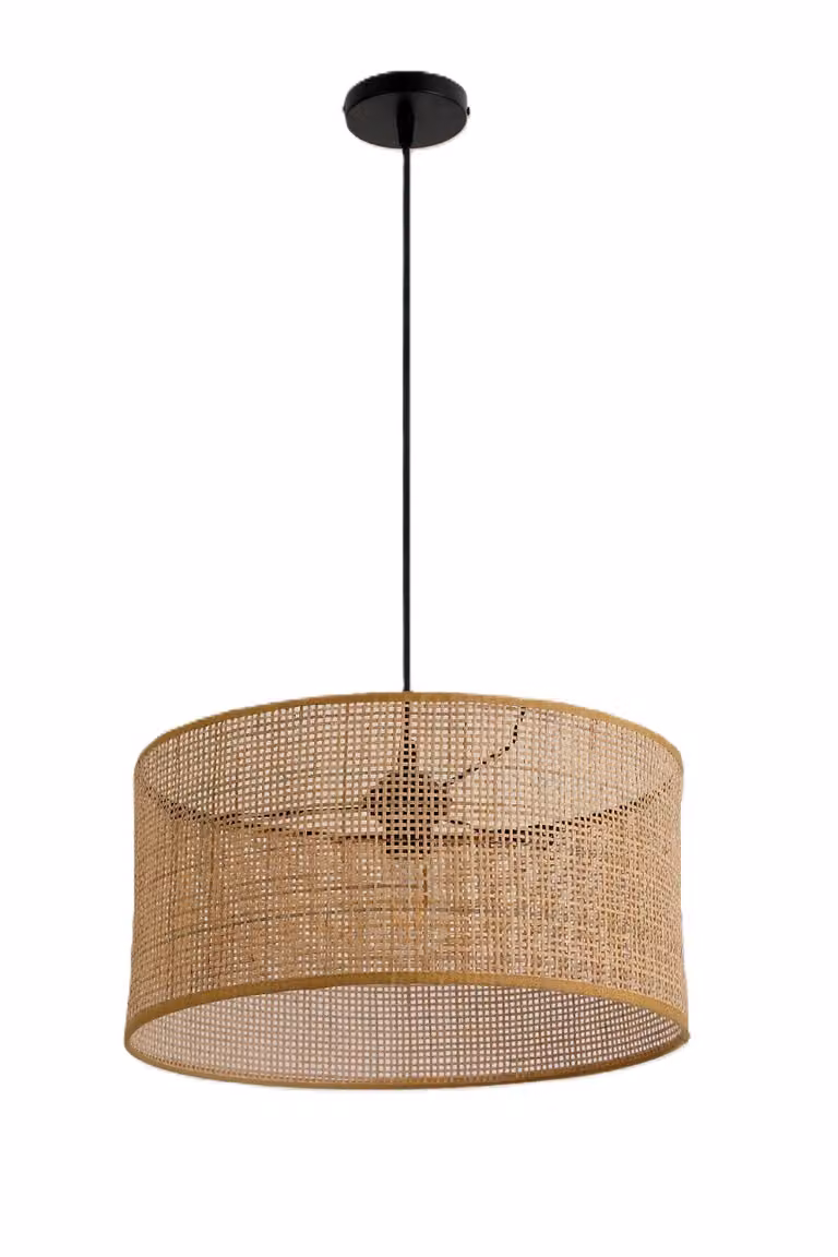 Lampada a sospensione in rattan RENNI N paralume naturale da soffitto 40 cm BOHO STYLE lampade da tavolo in rattan per sala da pranzo lampada a sospensione colore: naturale (Ø40 cm)