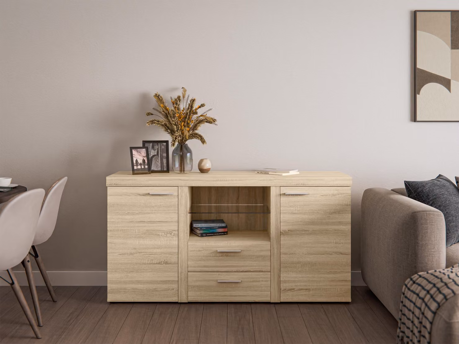 AX LIVING Cassettiera Spacoro 2T2S Moderna Rovere Sonoma