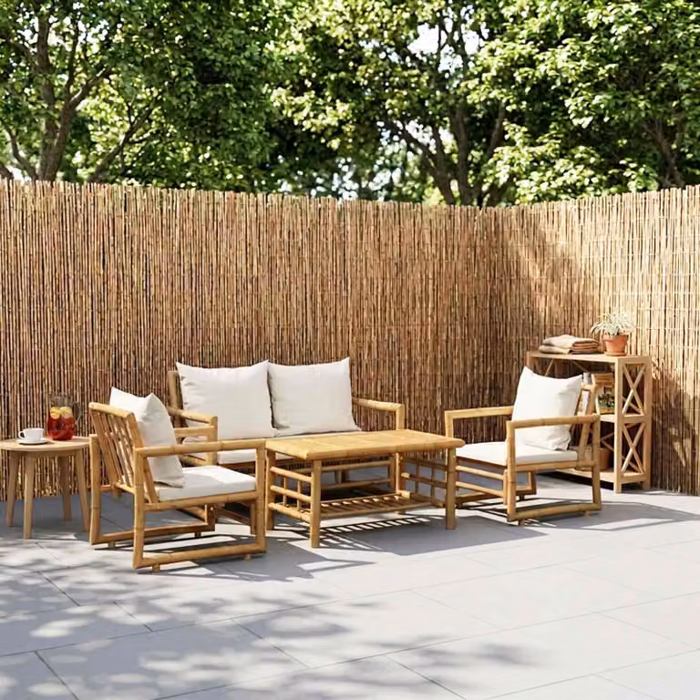 Maison Exclusive - Set da giardino 4 pezzi con cuscini in bambù