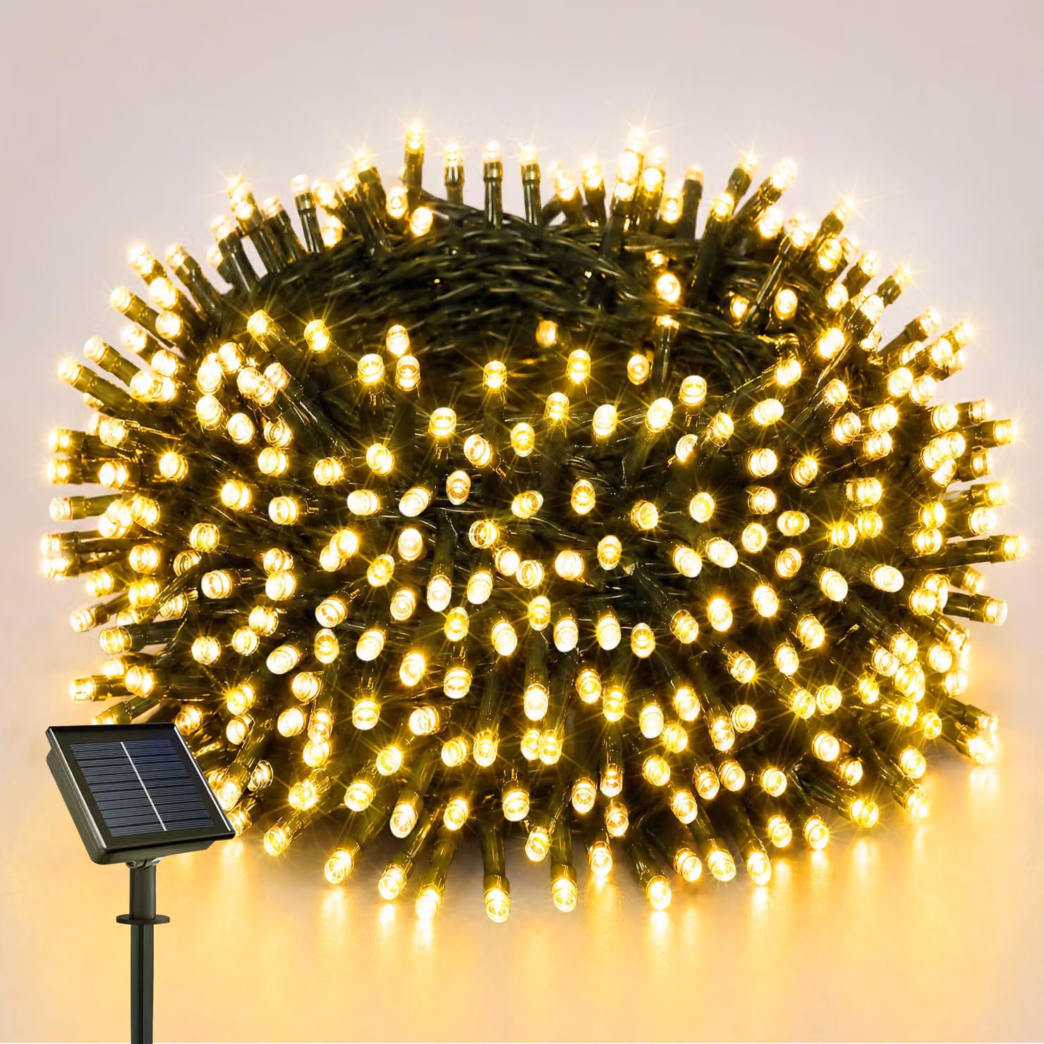 Catena luminosa solare, 12 metri, 120 LED, 8 modalità, luce bianco caldo, grado di protezione IP67