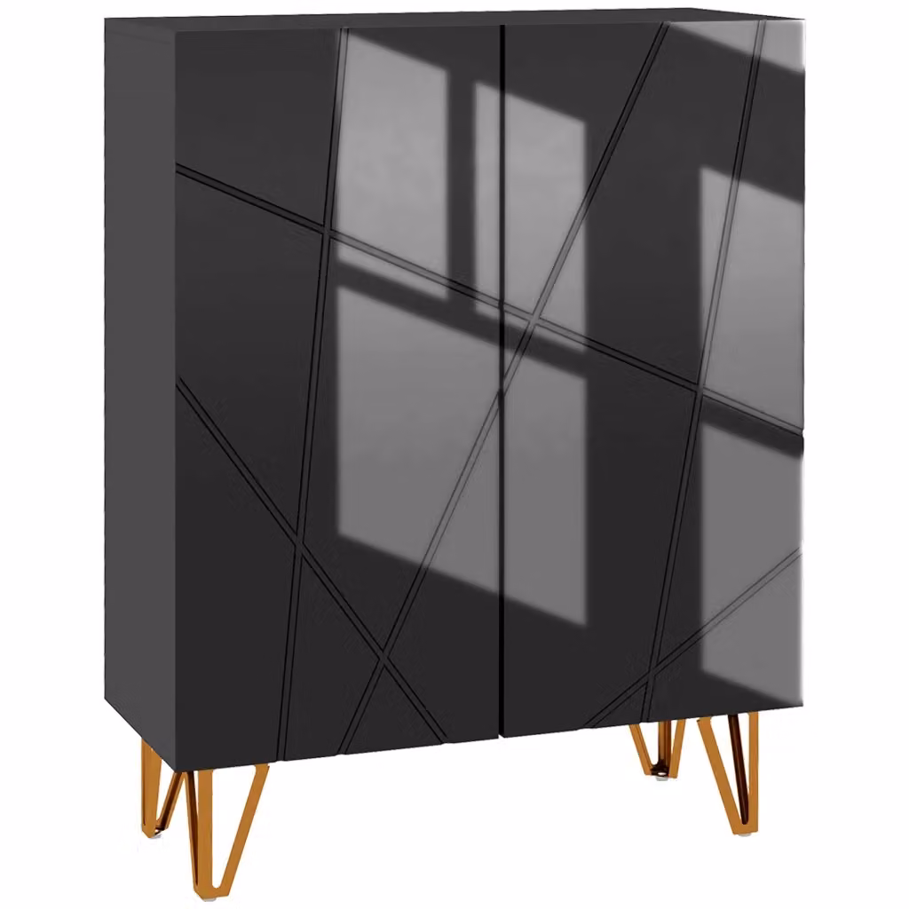 Scarpiera Salvaspazio Xylo con Ante a Battente e Chiusura Soft Close Nero Lucido L/P/H: 95 x 31,5 x 31,5 cm – 2