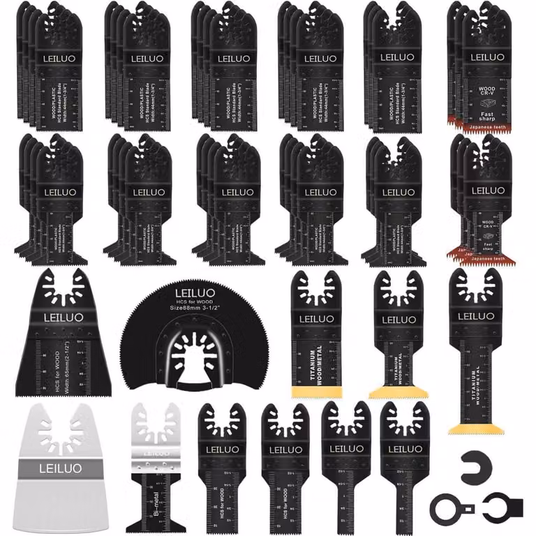 Set di lame oscillanti multifunzione da 55 pezzi per legno, chiodi, metallo e cartongesso, accessori universali con custodia, compatibili con DeWalt, Makita, Ryobi