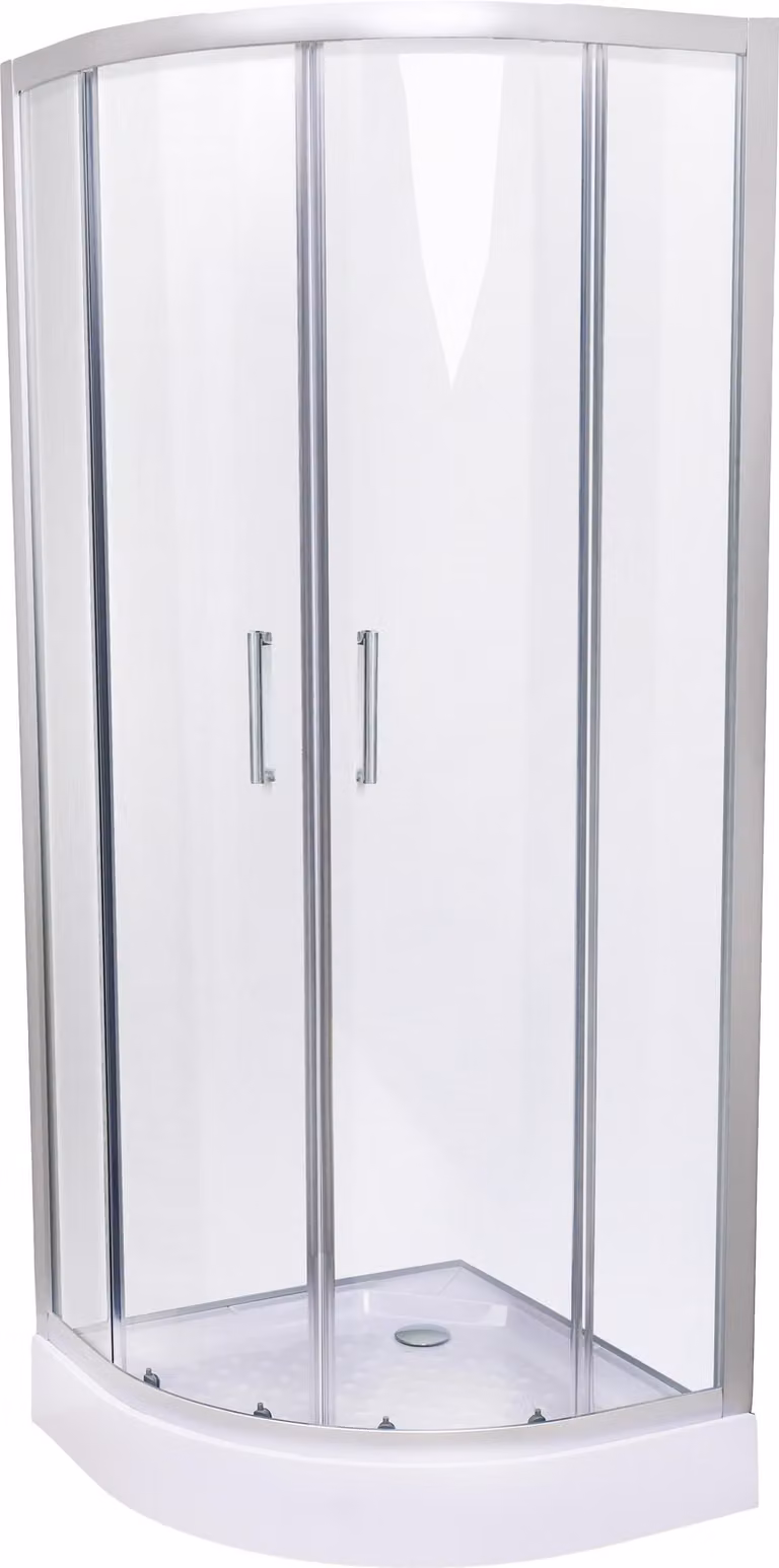 Cabina doccia Belvit a quarto di cerchio con porta scorrevole e piatto doccia 100x100x200 cm