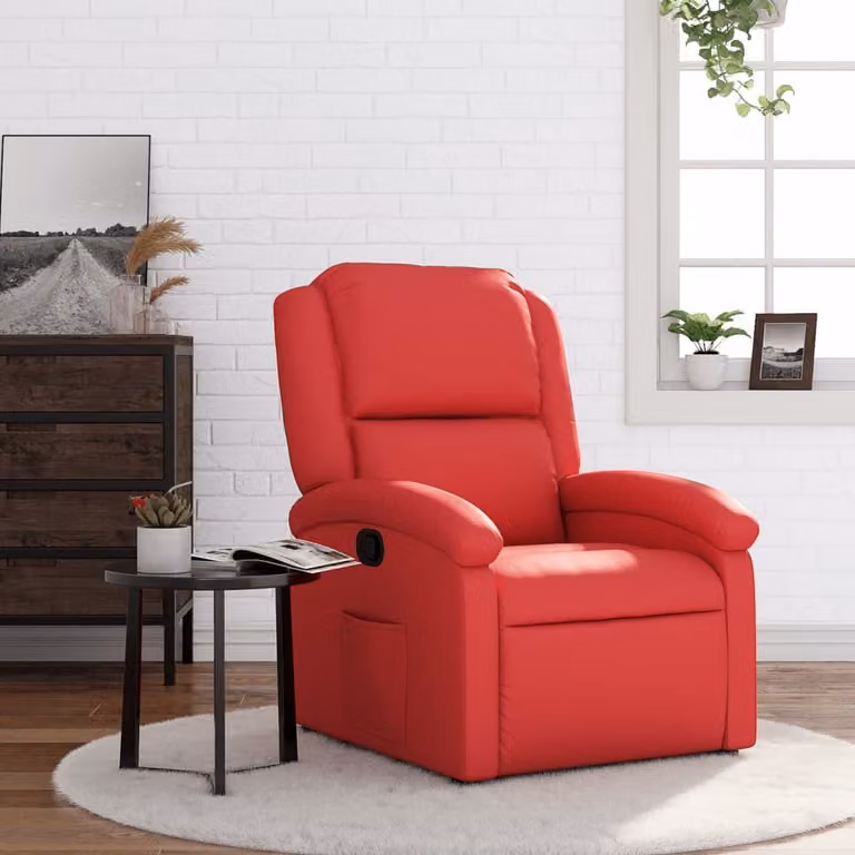 Poltrona Reclinabile Relax vidaXL in Similpelle Rossa con Braccioli e Reclinazione Manuale