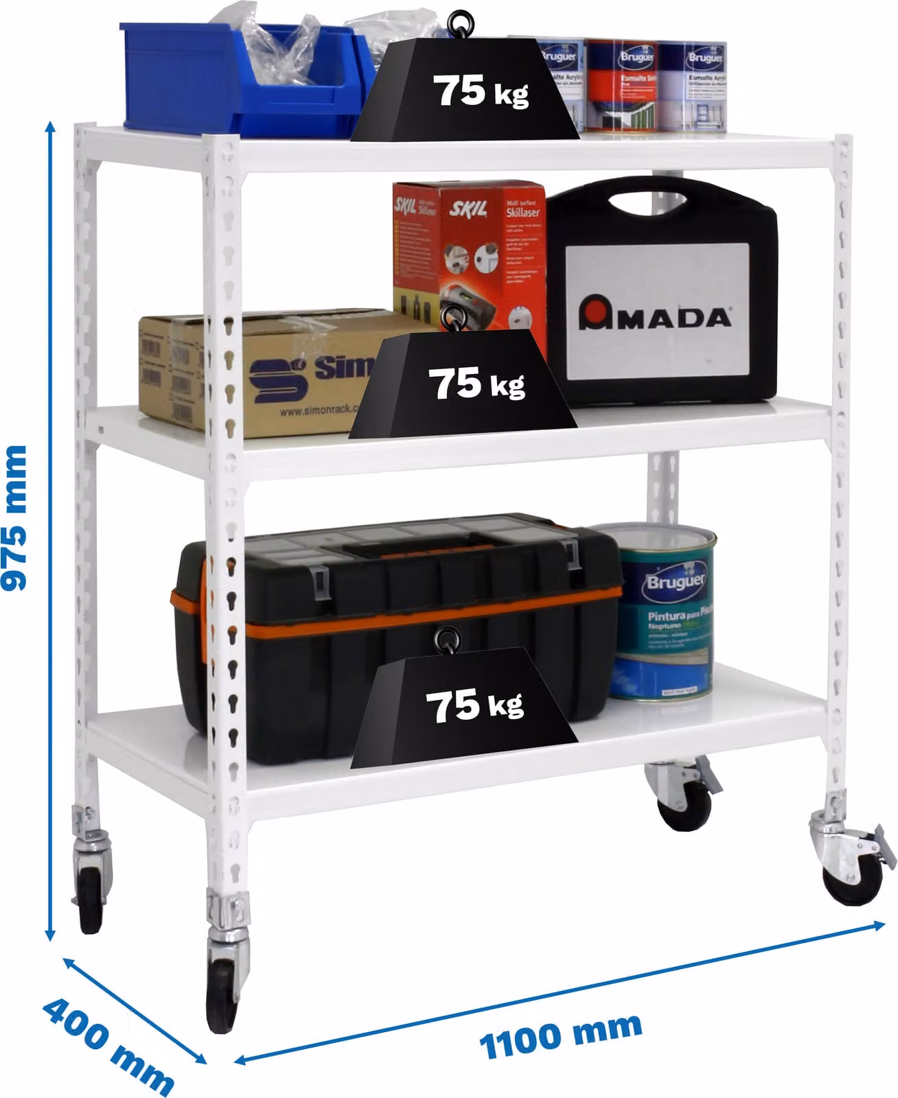 SIMONCLICK MOBILE SUPERPLUS 3/400 900 BCO/BCO scaffale in metallo