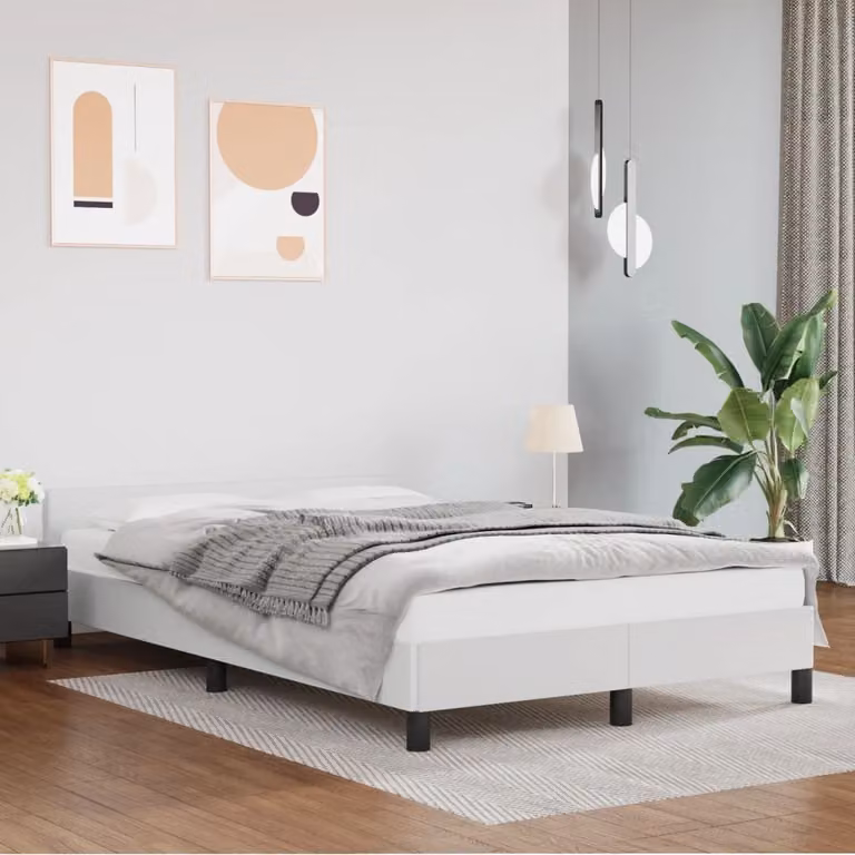 vidaXL Giroletto senza Materasso in Similpelle Bianco L: 120 cm, P: 200 cm