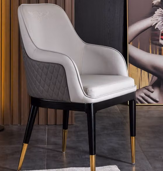 Design Stuhl Luxus Lehnstuhl Polster Stühle 1x Sessel Wohn Ess Zimmer Leder
