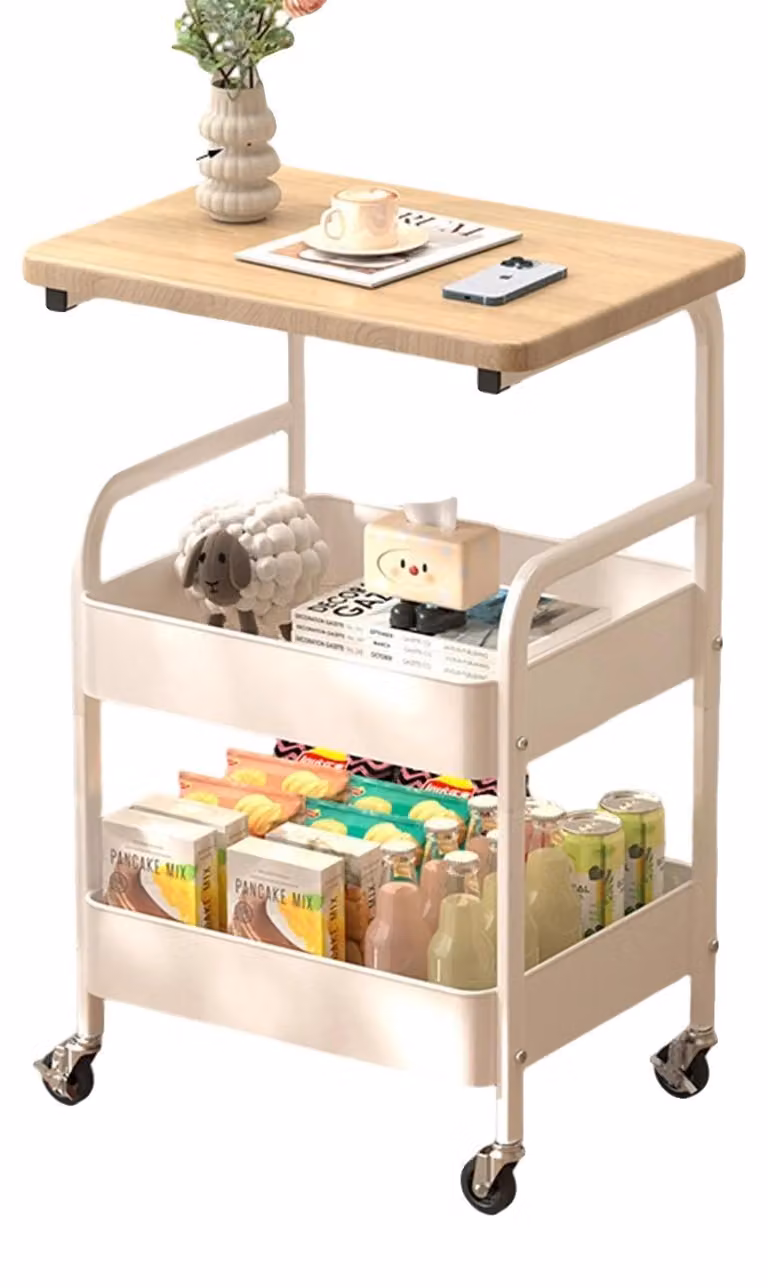 Carrello portaoggetti, scaffali mobili, organizer salvaspazio, BIANCO