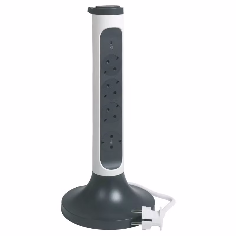 Legrand Tower 4x presa di corrente, scaricatore di sovratensione, cavo da 2 m bianco-nero 694505