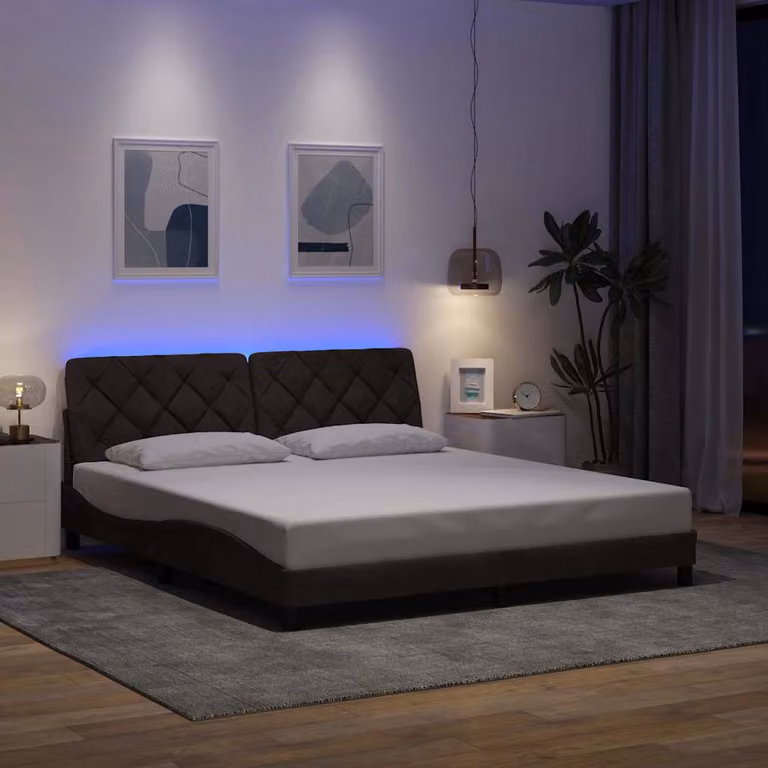 vidaXL Giroletto moderno in tessuto con illuminazione LED e porta USB, L/P: 180 x 200 cm