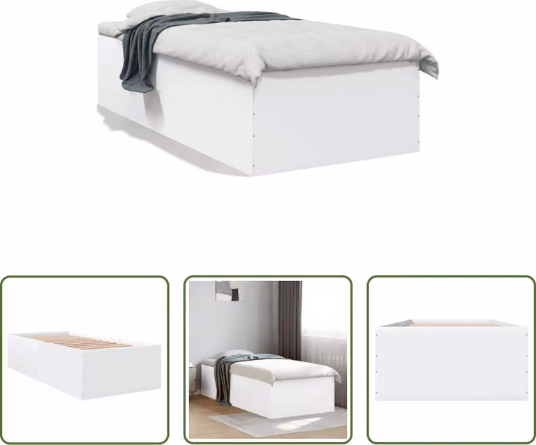 The Living Store Struttura letto bianca 90x190 cm in materiale ligneo