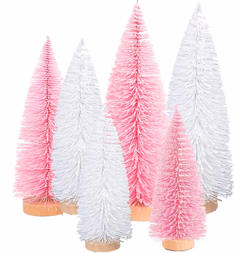 Mini albero di Natale artificiale, confezione da 6 pezzi, dimensioni 10/15/20 cm, decorazione da tavolo