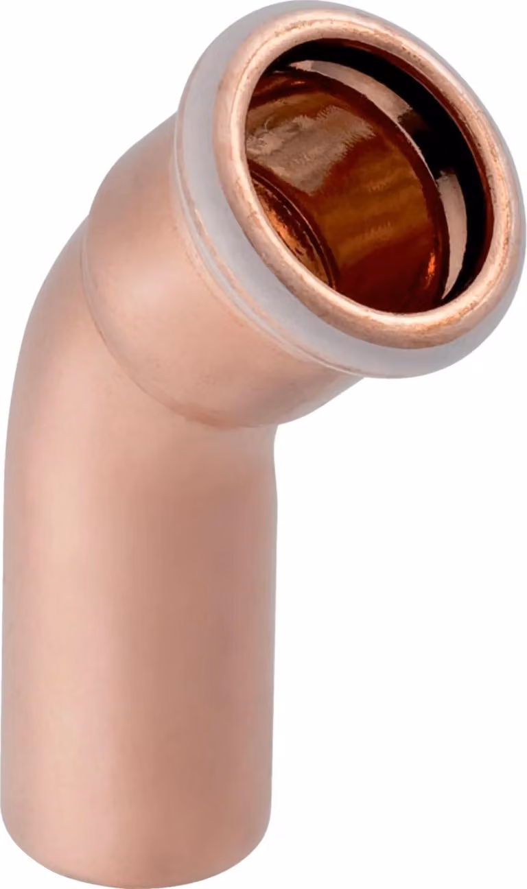 Geberit GE Mapress, rame, gomito, estremità inseribile, 45 gradi, d28 mm, 1 pz.