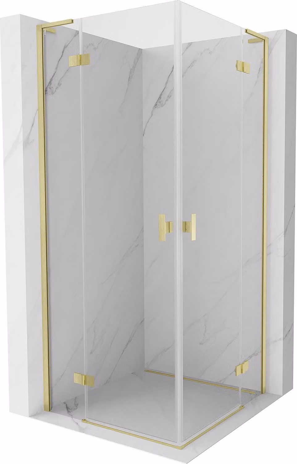 Mexen Mist-H L Duo cabina doccia a battente 110 x 110 cm, trasparente, oro spazzolato - 8A5L-110L-110P-55-00