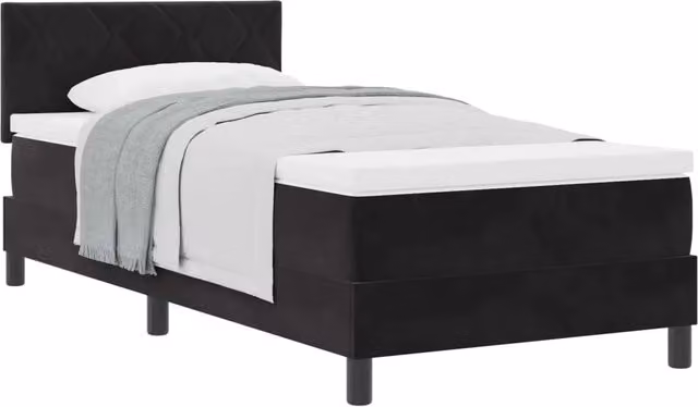 Letto singolo | Letto per adulti | Letto a molle con materasso Nero 90 x 190 cm Velluto