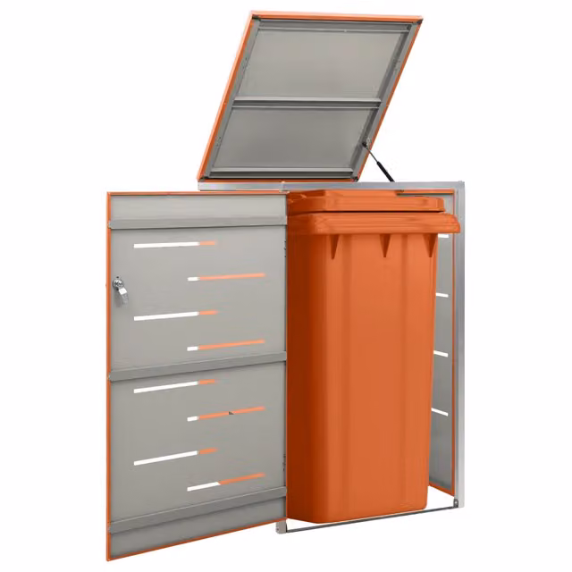 Copribidone per spazzatura singolo vidaxl in acciaio inox o acciaio zincato, disponibile in antracite o arancione, H: 115 cm, L: 69 cm, P: 77,5 cm
