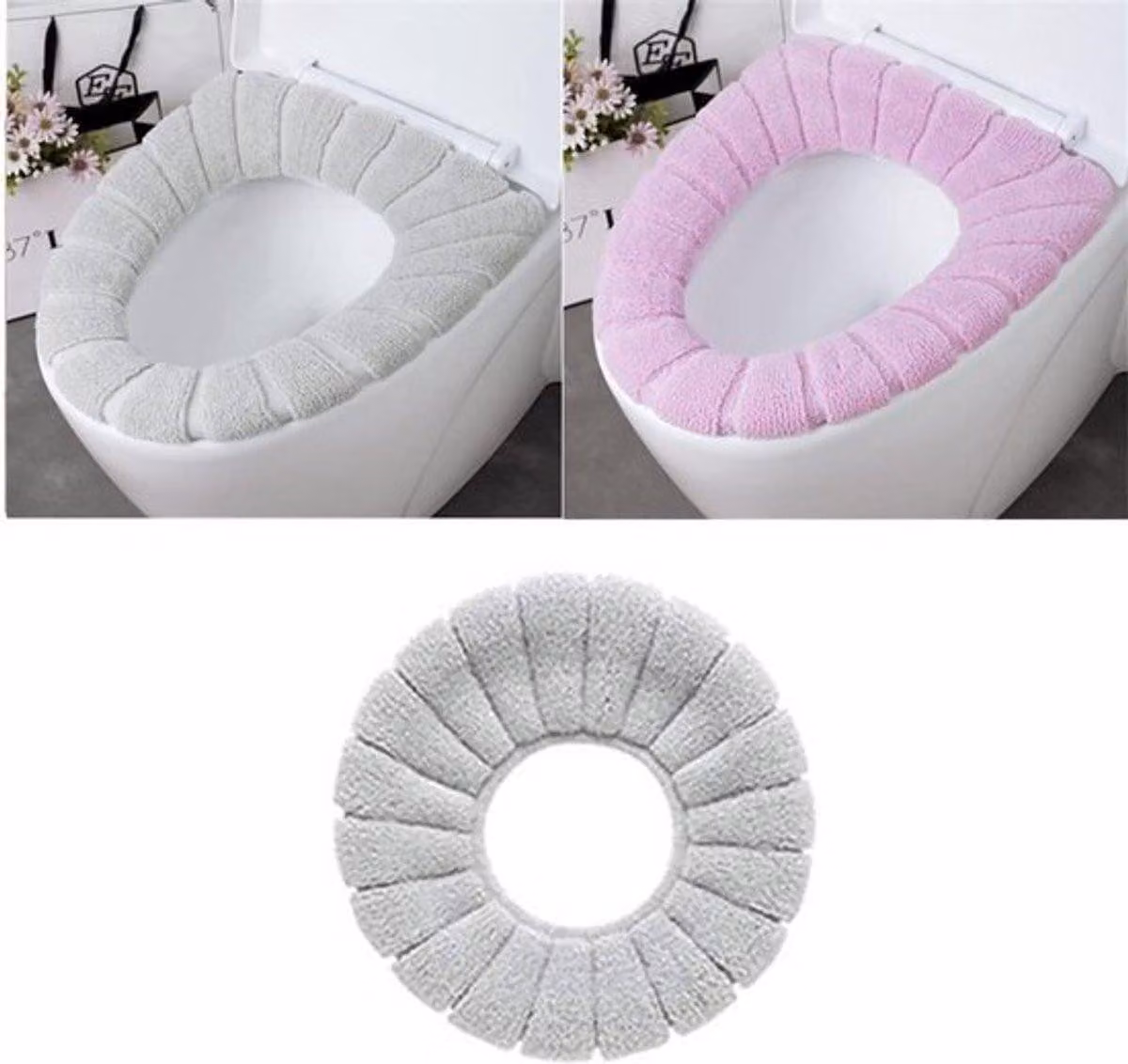 2 copriwcino - Regolabili - Resistenti - Morbidi/Freschi - Facili da installare - Tappetino per wc