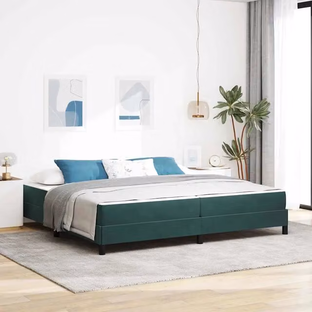 Letto moderno con materasso a molle a tasche vidaXL in tessuto verde L: 200 cm, P: 210 cm, H: 45 cm