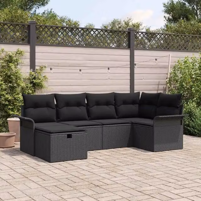 Set Divano da Giardino 6 pz Poly Rattan 3360214