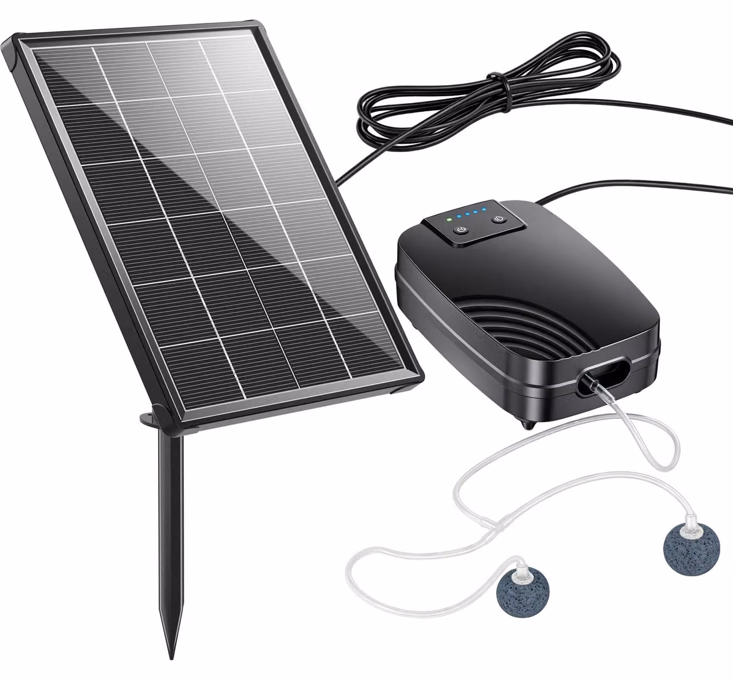 Aeratore solare per stagni - 4W con batteria di riserva da 2200 mAh - Pompa di ossigenazione per piccoli stagni da giardino