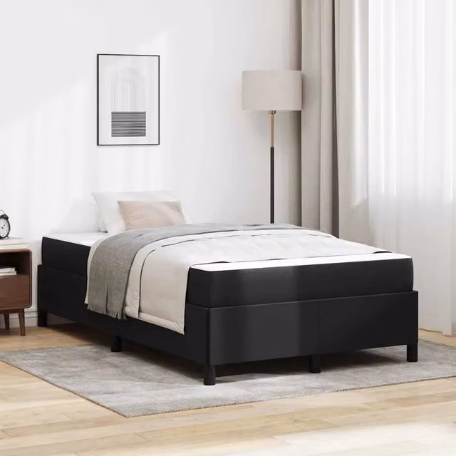 Struttura del letto con materasso-Giroletto con materasso Nero 120 x 200 cm Tessuto 390524