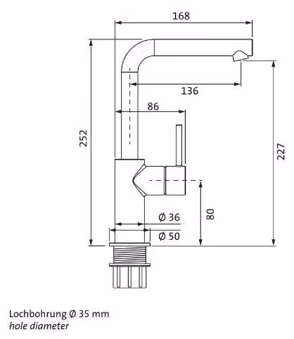 Herzbach SIRO BLACK WT - Miscelatore monoforo, maniglia laterale, senza scarico, nero opaco