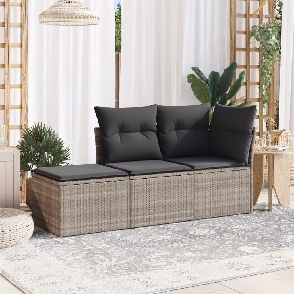 Maison Exclusive - Set Divano da Giardino 3pz con Cuscini Grigio Chiaro Polyrattan