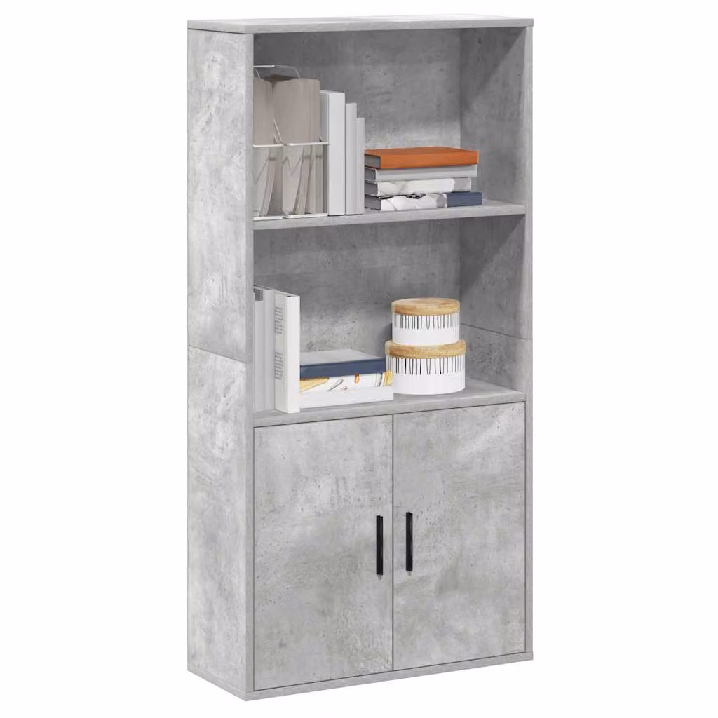 Libreria moderna vidaXL in legno grigio opaco con ante a battente, L/P/H: 60 x 24 x 120 cm