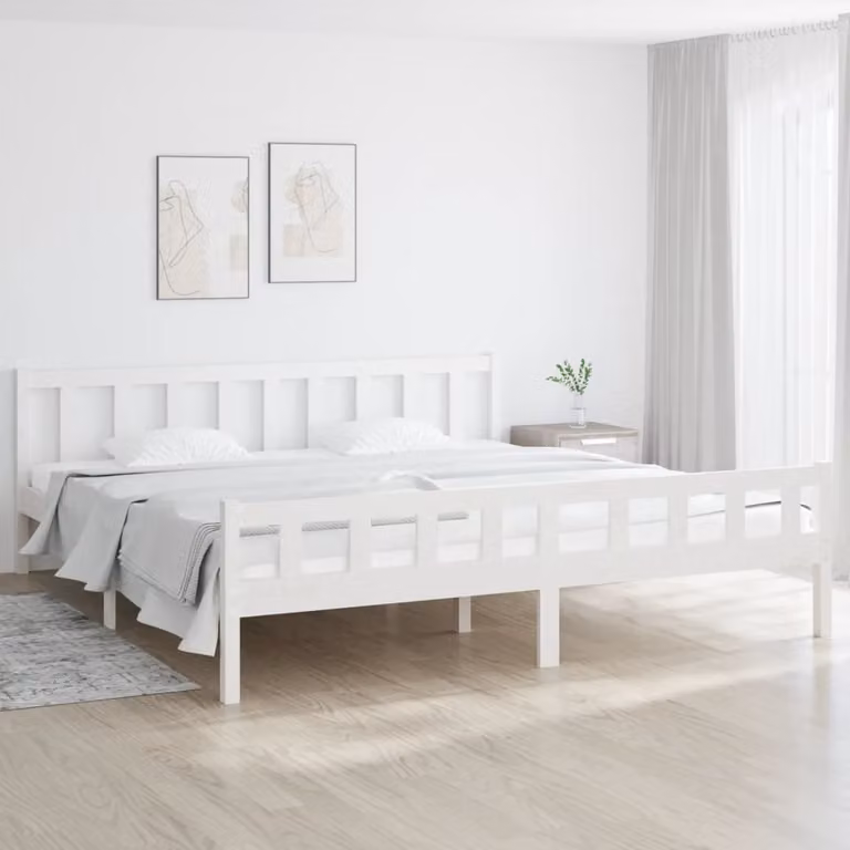 The Living Store Letto in legno massiccio bianco 160x200 cm