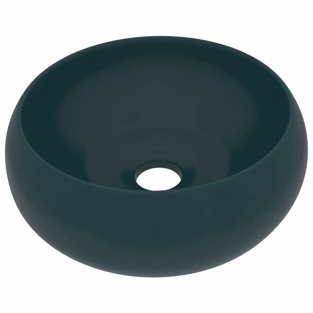 Lavandino Lusso Rotondo Verde Scuro Opaco 40x15 cm in Vetroceramica