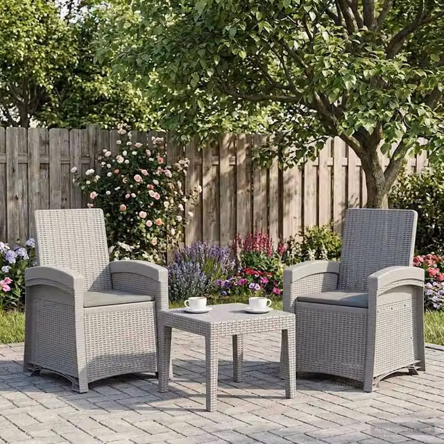 Sedia da giardino reclinabile effetto rattan 2 pz PP 8012027