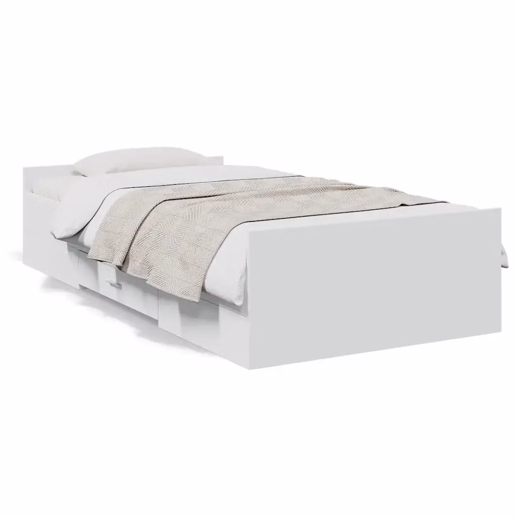vidaXL Giroletto con Cassetti Bianco in Legno Multistrato L: 78 cm, P: 193 cm, H: 40 cm – 2
