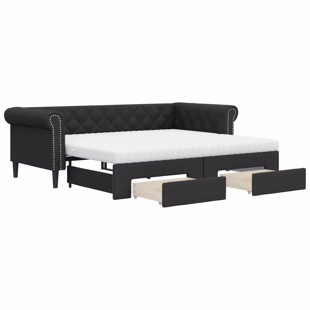 Divano Letto Estraibile con Cassetti vidaXL in Similpelle Nero – 2