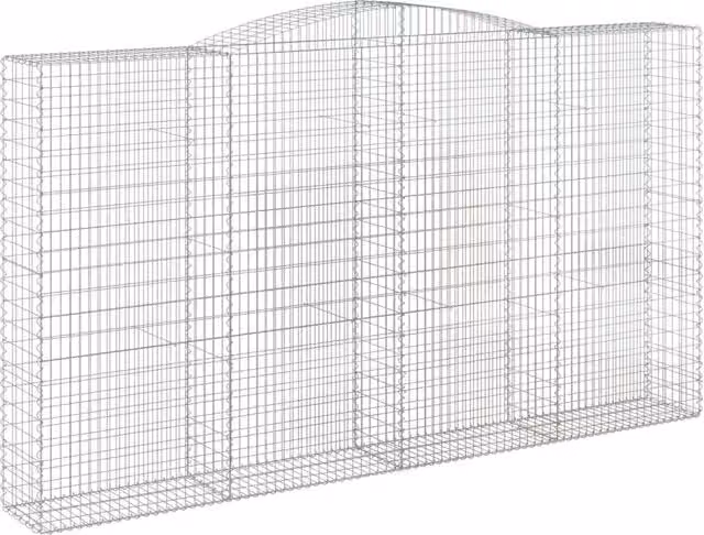 Cesto gabbione a muro di contenimento ad arco in ferro zincato argento L: 400 cm, P: 50 cm, H: 220/240 cm