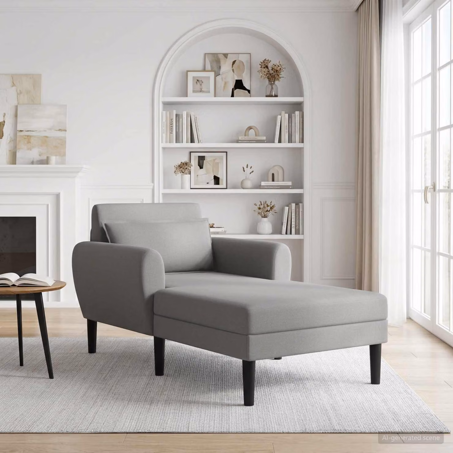 Chaise longue moderna vidaXL in velluto grigio con cuscini inclusi e rivestimenti rimovibili L: 168 cm, P: 94 cm, H: 83 cm