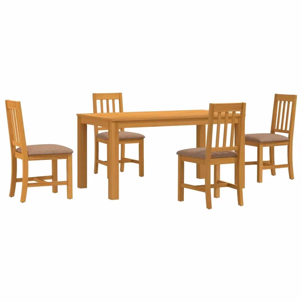 Set da pranzo moderno vidaXL in legno di quercia composto da tavolo rettangolare e 4 sedie, Grigio e Marrone – 2