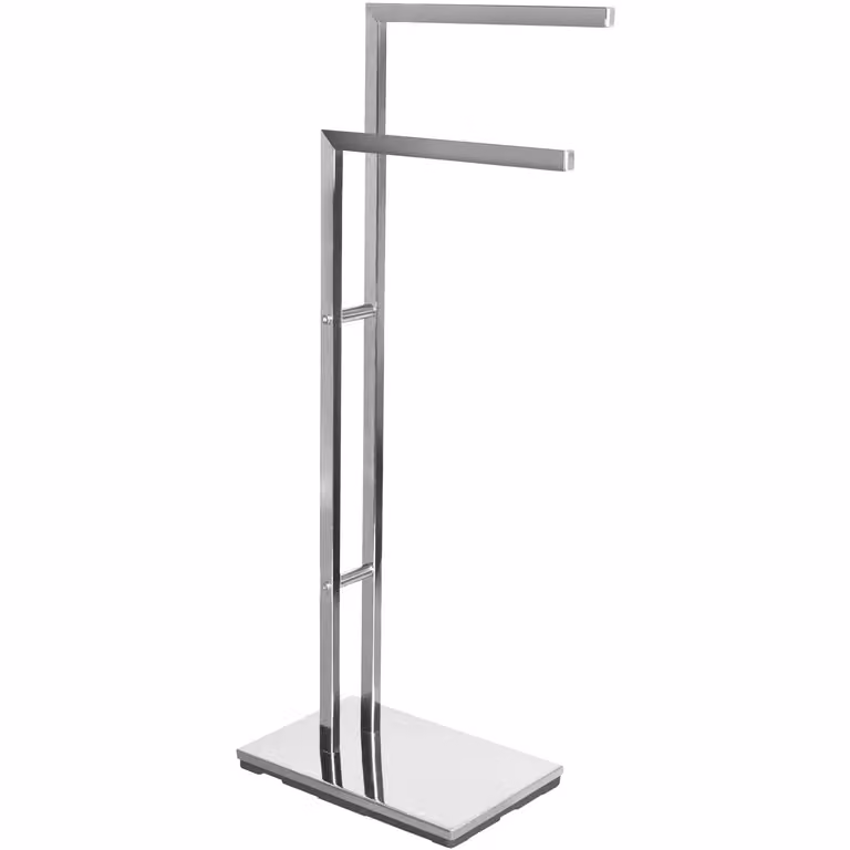 Piantana portasciugamani a 2 posti Vestiamo Casa in metallo cromato argento H: 83,5 cm, L: 37 cm, P: 20 cm