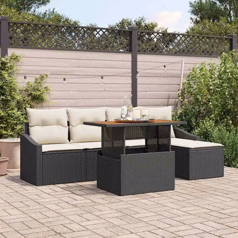 Maison Exclusive - Set da giardino composto da 6 pezzi. Colore: nero e crema