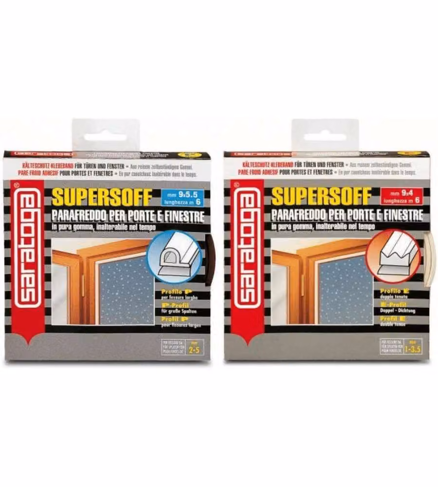 SARATOGA SUPERSOFF Isolante Termico Autoadesivo Profilo P Bianco 9x5,5 cm
