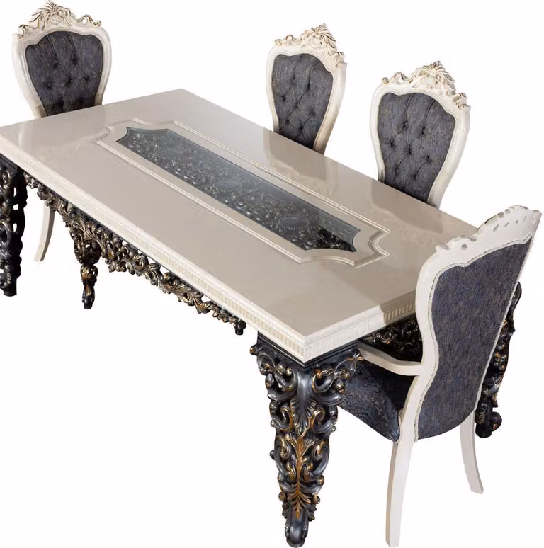 Esszimmer Stuhl Sessel Set 2x Stühle mit Armlehnen + 2x Stühle Luxus Sessel
