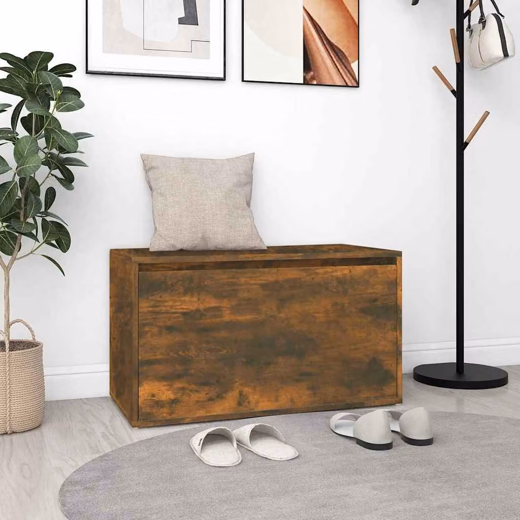 Panca da ingresso moderna vidaXL in legno Rovere Fumo, L 80 cm x P 40 cm x H 45 cm