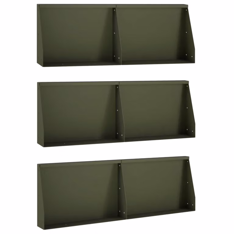 Set di 6 aiuole rialzate vidaXL in acciaio verde oliva, L: 60 cm, P: 40 cm, H: 12 cm