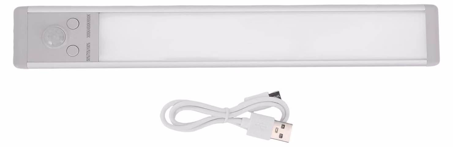Rilevatore di movimento sotto la lampada da armadio, ricaricabile, 3 temperature di colore, LED magnetici per armadio, garage