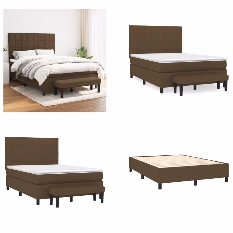 vidaXL Letto a molle con materasso in tessuto marrone scuro 140x200 cm - Letto a molle - Boxspringbetten - Bett - Schlafzimmermöbel