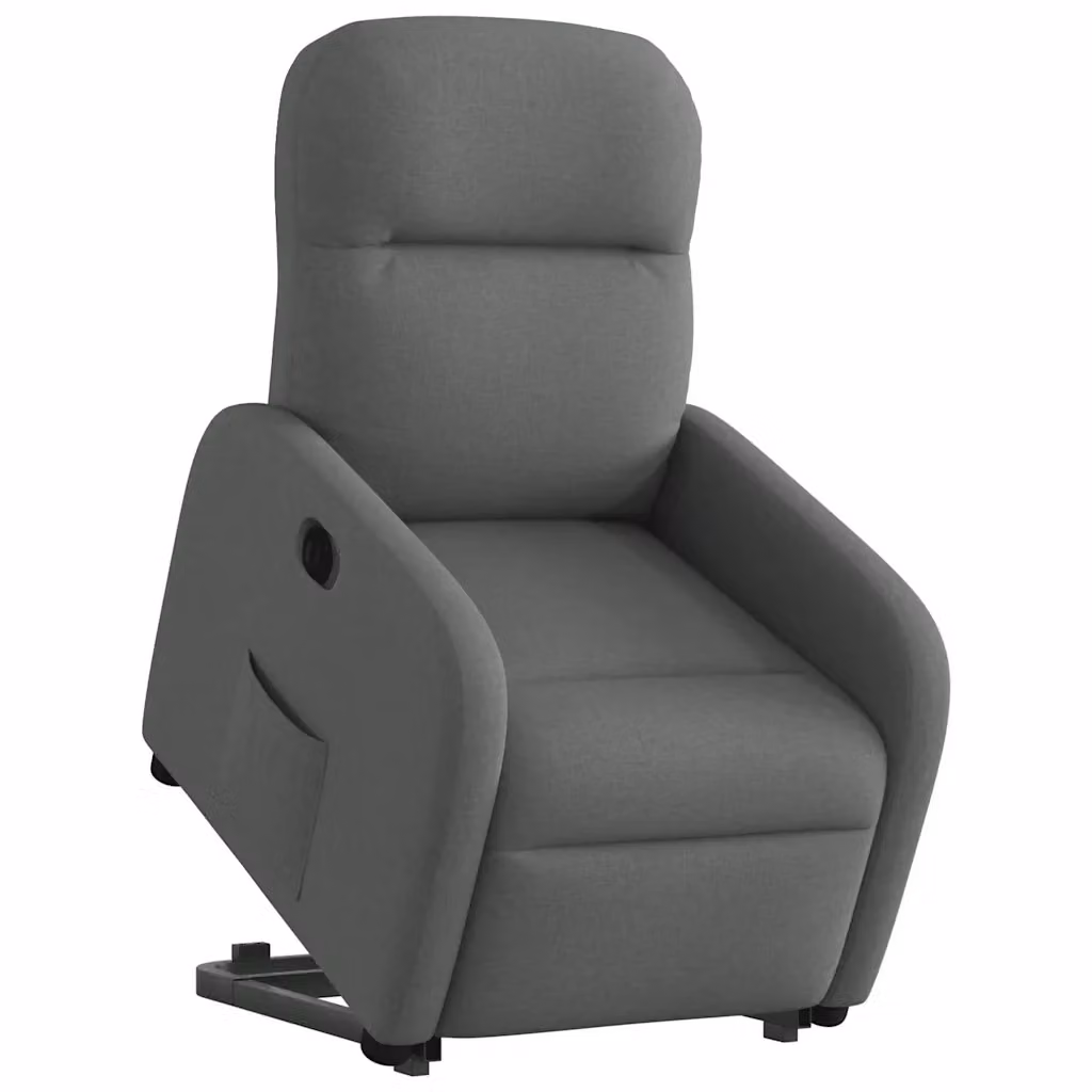 Poltrona Alzapersona Reclinabile Elettrica vidaXL in Tessuto Grigio con Braccioli per Senior – 2