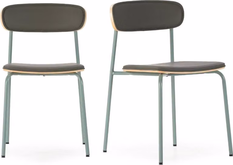 Calicosy - Set di 2 sedie in Pelle finta con gambe in metallo H78 cm - AYA