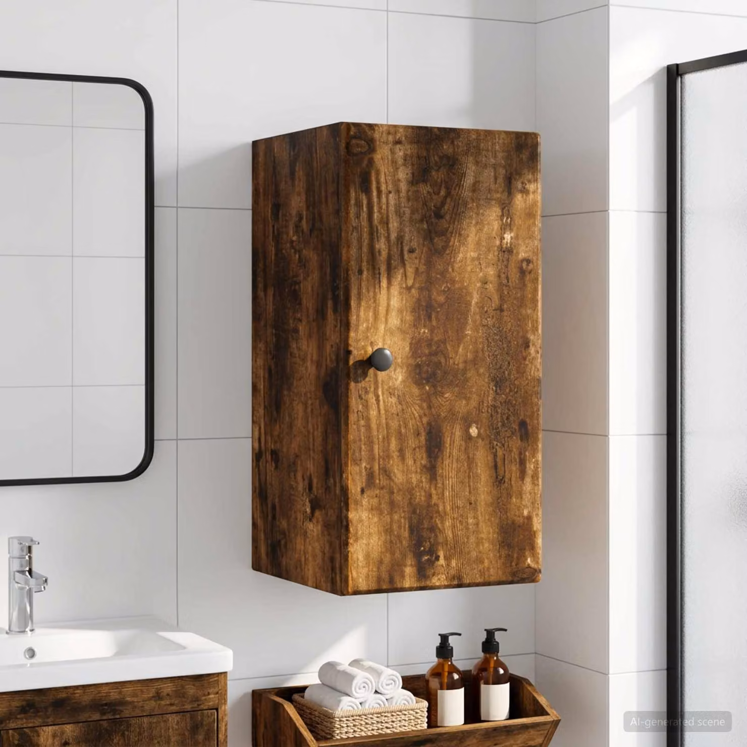 Armadio da bagno a muro vidaXL BREDA Rovere Fumo, L: 30 cm, P: 31 cm, H: 59 cm