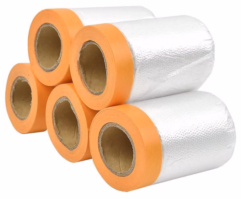 Pellicola protettiva con nastro adesivo, 5 rotoli, 55 cm x 20 m, trasparente, resistente ai raggi UV, nastro per pittori