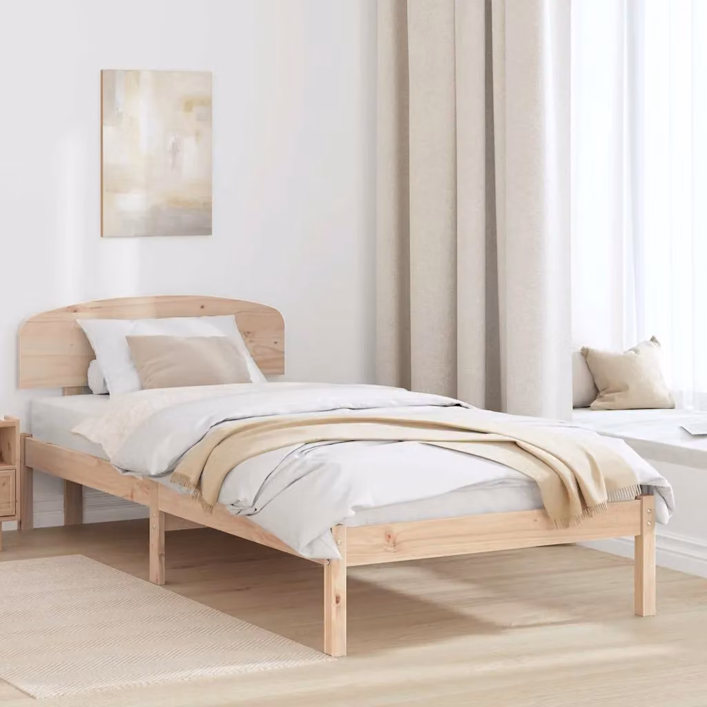 Struttura del letto in pino massello vidaXL colore naturale L 90 x P 200 cm